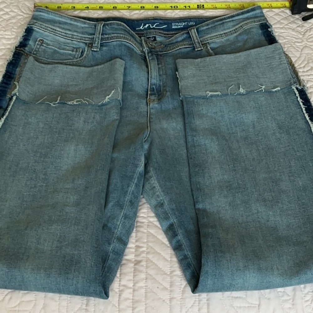 INC International Concepts Blue Straight Leg Jeans with Vintage Appeal